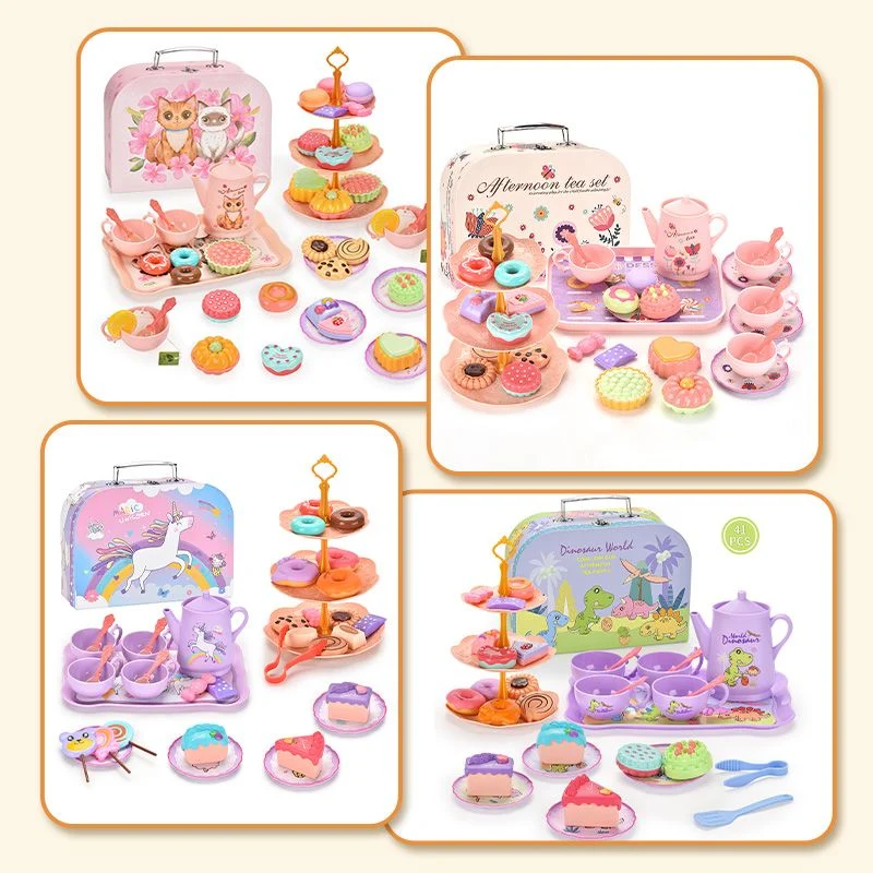 🍵 BLITZANGEBOT: 50% RABATT! 🦄 Kinder-Teeservice Spielzeug – PP/PS – 17-teilig Tragbar für Kinder ab 3 Jahren – Fantasiespiel & Teeparty 🎀