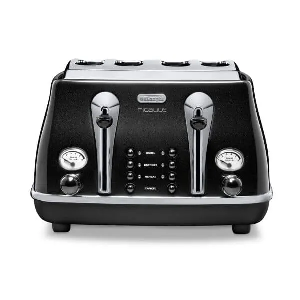 DeLonghi Icona Micalite 1800W 4 Slice Toaster - Schwarz | CTOM4003.BK