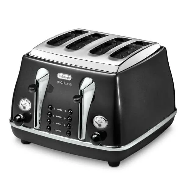 DeLonghi Icona Micalite 1800W 4 Slice Toaster - Schwarz | CTOM4003.BK