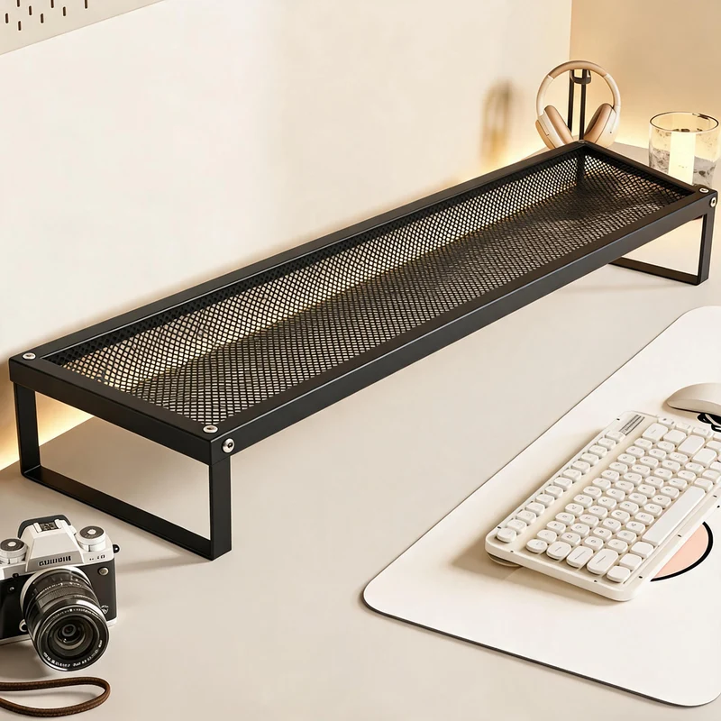 Belüfteter Metallgitter-Laptop- und Monitorständer mit Unter-Schreibtisch-Tastaturablage