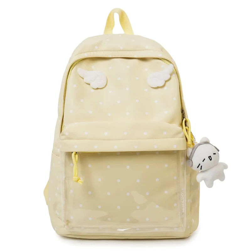 Polka-Dot-Muster Rucksack mit verspielten Flügelakzenten Karnz