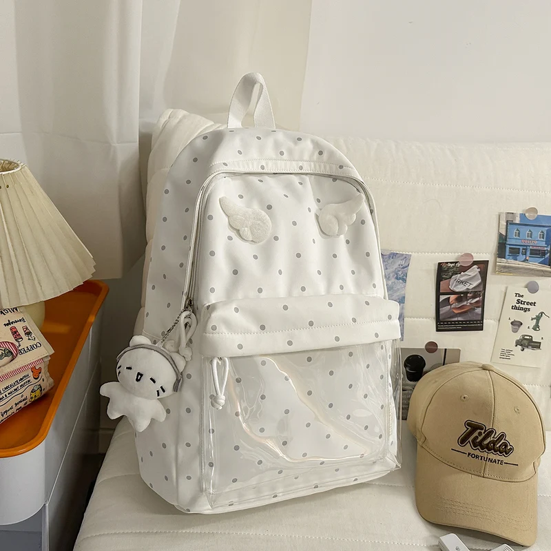 Polka-Dot-Muster Rucksack mit verspielten Flügelakzenten Karnz