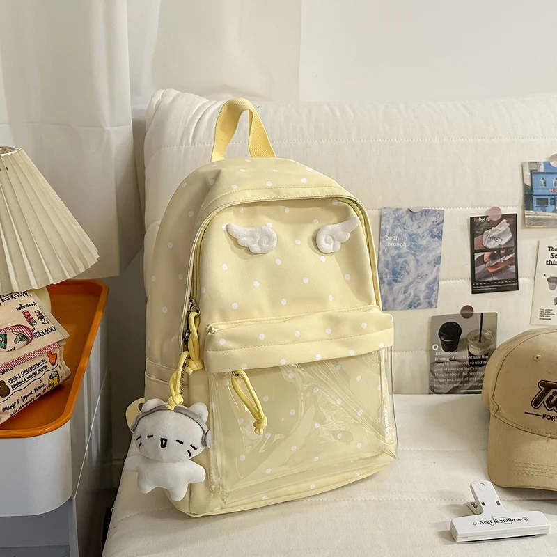 Polka-Dot-Muster Rucksack mit verspielten Flügelakzenten Karnz