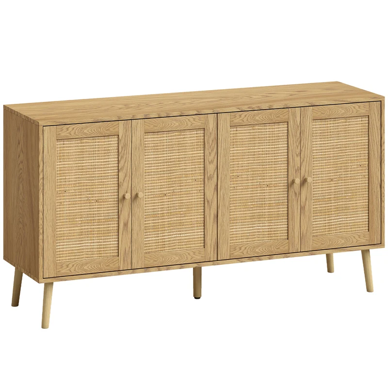 Rattan Sideboard 4 Türen Küchenbuffet Kommode Möbel