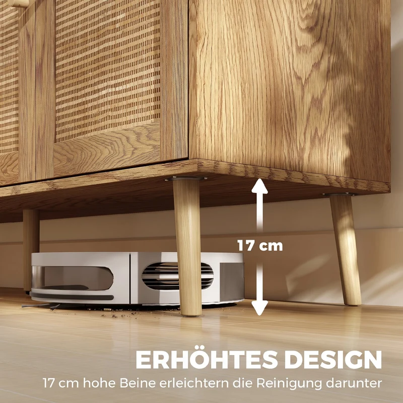Rattan Sideboard 4 Türen Küchenbuffet Kommode Möbel