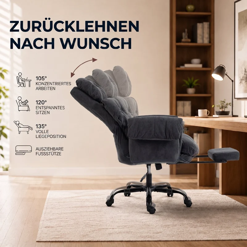 Bürostuhl Höhenverstellbar Verstellbare Rückenlehne Polsterstuhl Rollen