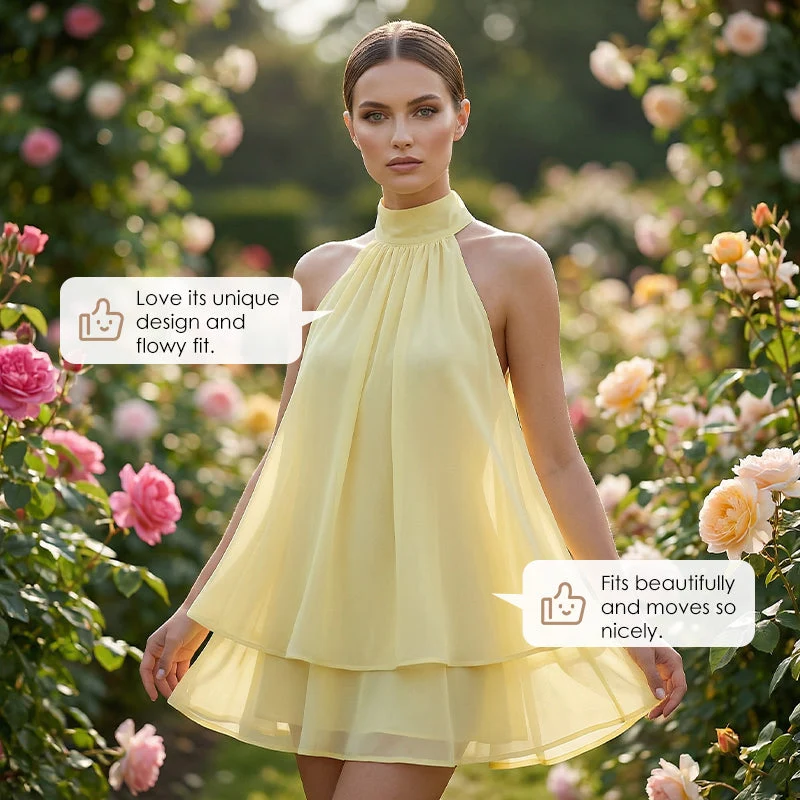 🥳2026 HEISSER SALE🥳💞50K+ VERKAUFT!💕🌸 50% RABATT! Damen Neckholder Minikleid – Lockere, schmeichelhafte Passform, fließt wunderschön. Auffälliger rückenfreier Stil hält Sie kühl. Lässig oder elegant kombinierbar. Größen S-2XL. 👗✅