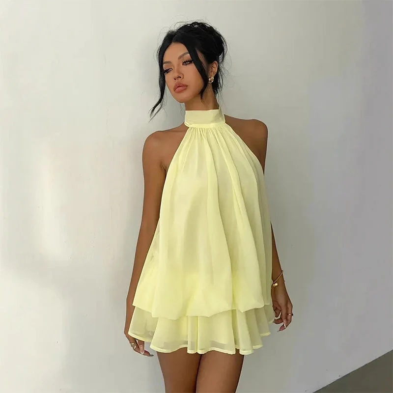 🥳2026 HEISSER SALE🥳💞50K+ VERKAUFT!💕🌸 50% RABATT! Damen Neckholder Minikleid – Lockere, schmeichelhafte Passform, fließt wunderschön. Auffälliger rückenfreier Stil hält Sie kühl. Lässig oder elegant kombinierbar. Größen S-2XL. 👗✅