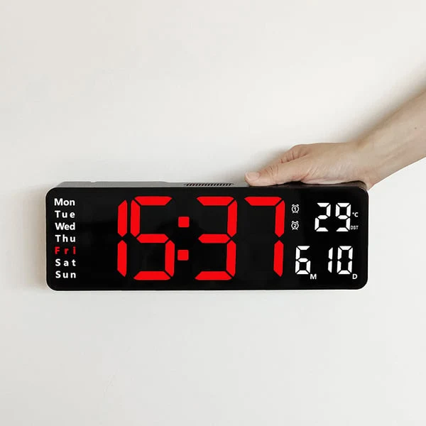 【⏰Limitiertes Angebot – 50 % Rabatt!】⚡40cm große Digitaluhr mit Temperatur, Datum, automatischer Sommerzeit, Nachtlicht und automatischem Helligkeitsdimmer