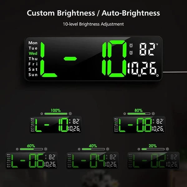 【⏰Limitiertes Angebot – 50 % Rabatt!】⚡40cm große Digitaluhr mit Temperatur, Datum, automatischer Sommerzeit, Nachtlicht und automatischem Helligkeitsdimmer