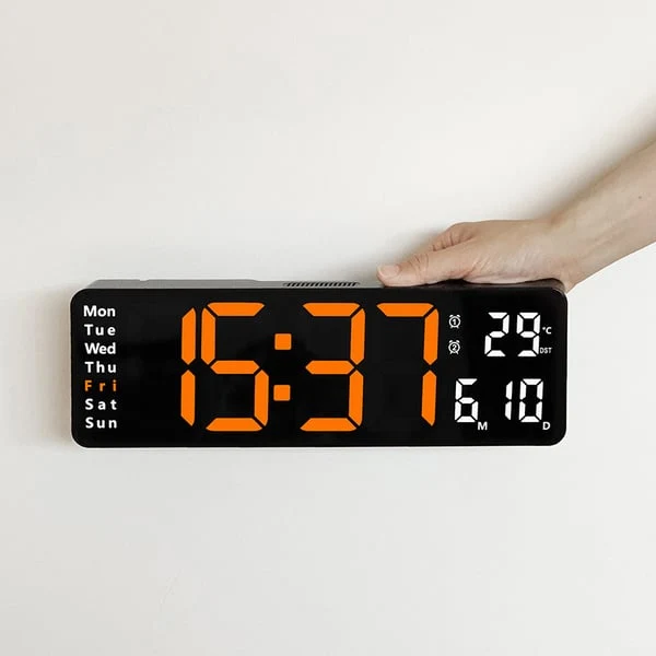【⏰Limitiertes Angebot – 50 % Rabatt!】⚡40cm große Digitaluhr mit Temperatur, Datum, automatischer Sommerzeit, Nachtlicht und automatischem Helligkeitsdimmer