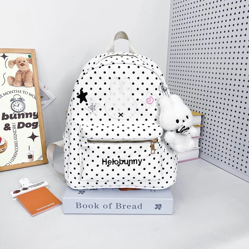 Polka-Dots Cartoon-Themen Rucksack mit Plüsch Charm Karnz