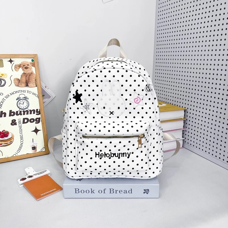 Polka-Dots Cartoon-Themen Rucksack mit Plüsch Charm Karnz