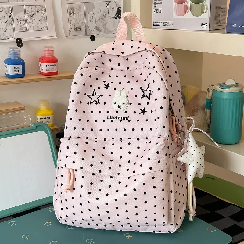 Polka Dot Rucksack mit süßen Figurenakzenten Karnz