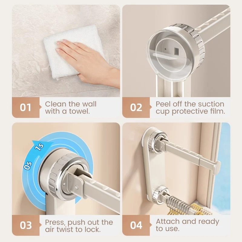 🧺 50% RABATT! 🛠️ Klappbarer teleskopischer Saugnapf-Wäscheständer – Platzsparend, stabil & einfach zu montieren – Ideal für kleine Wohnungen, Bad & Balkon ✨