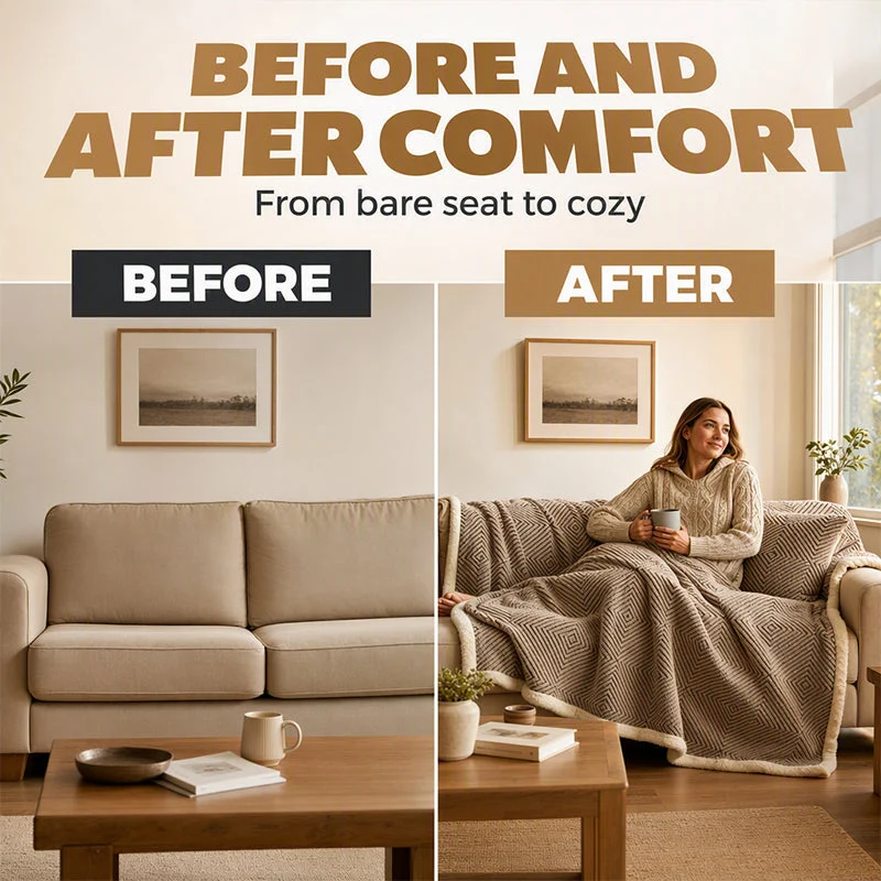 🛋️ 50% RABATT! 🧶 Doppellagige Kuscheldecke – Extra warm, weich & vielseitig – Ideal für Sofa, Bett & gemütliche Stunden zu Hause ✨