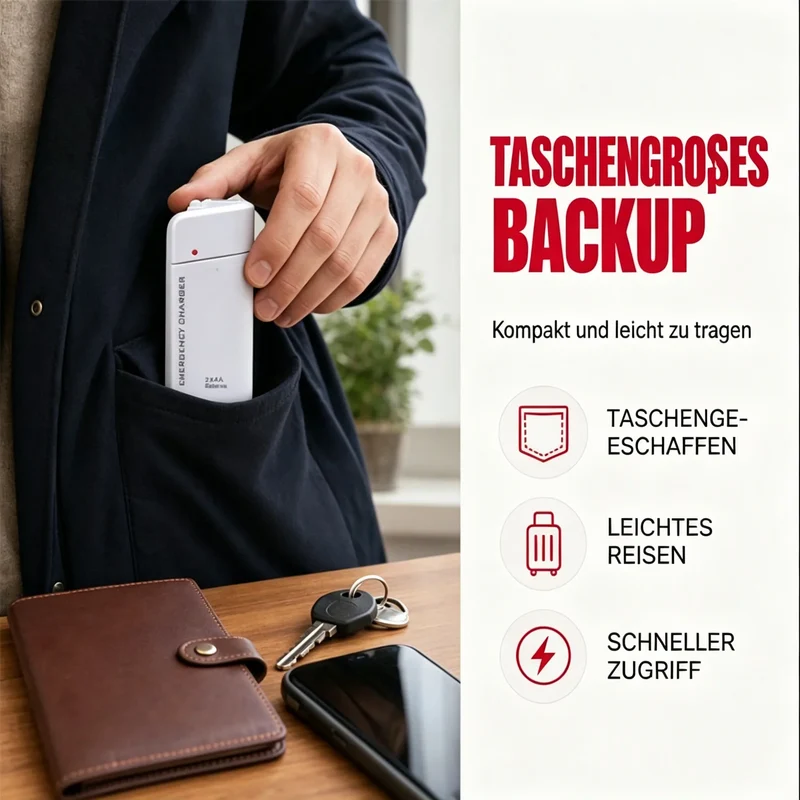 💥💥Heute 50 % Rabatt!📱🔋Tragbares Notfall-Ladegerät für Mobiltelefone – Powerbank mit AA-Batterien und LED-Taschenlampe