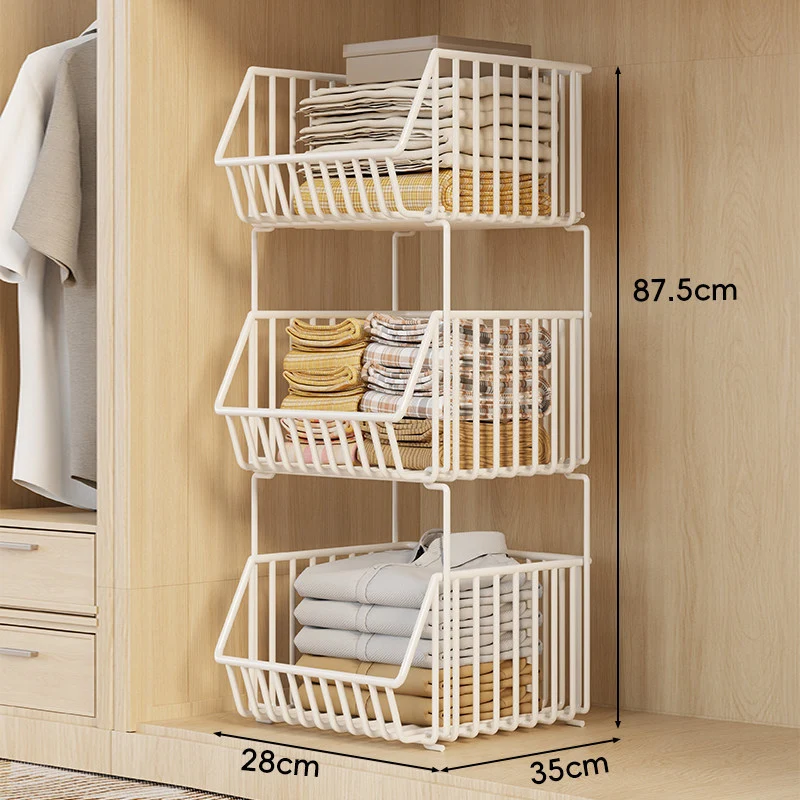 Drei-Tier Stapelbarer Draht Kleiderschrank Korb Organizer