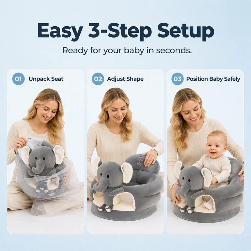 ✨50% Rabatt✨🐻 Cartoon‑Baby‑Stützsofa – Anti‑Roll‑Sitzsessel für Babys mit stabiler Rückenlehne, weicher Plüsch‑Bodensitz für Kleinkinder