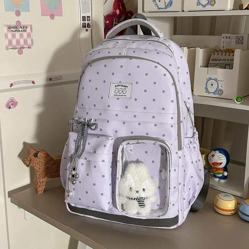 Verspielter Gepunkteter Rucksack mit Transparentem Fenster Karnz