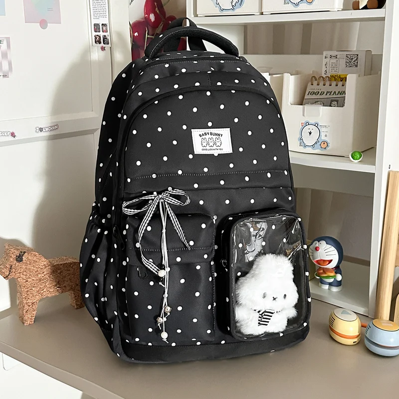 Verspielter Gepunkteter Rucksack mit Transparentem Fenster Karnz