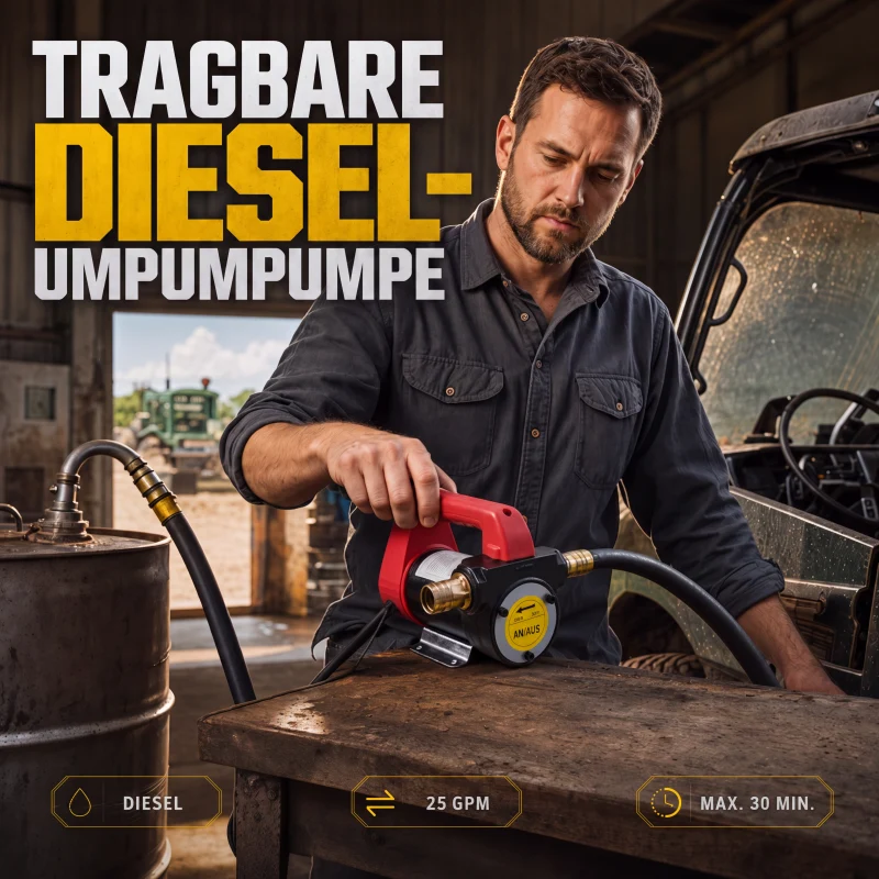 ⛽ 50 % Rabatt ! Tragbare Diesel-Transferpumpe – Kein Aufwand, voller Durchfluss! 🔩 Für 12V, 24V & 220V, blitzschnell, überall einsetzbar ⚙️ Limitiertes Angebot ⏳