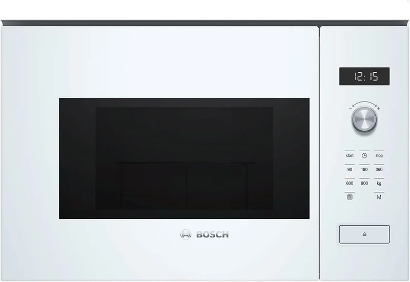 Bosch Serie 6 BFL524MW0 Mikrowelle, 38 x 60 cm, 800 W, Touch-Bedienung, Einbau, Mikrowellenofen, Weiß, LED-Touchdisplay, Drehteller 25, 5 cm