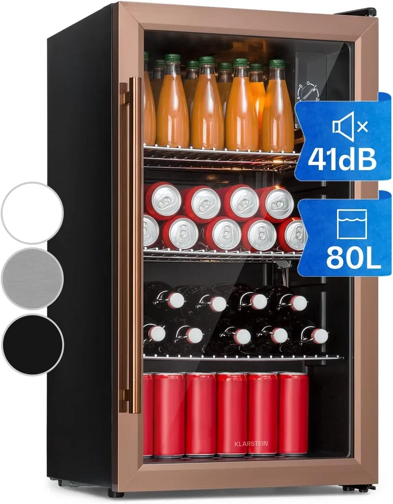 Klarstein Kühlschrank, 80 L, Glas, Kupfer, Klarstein Beersafe Getränkekühlschrank 80 L