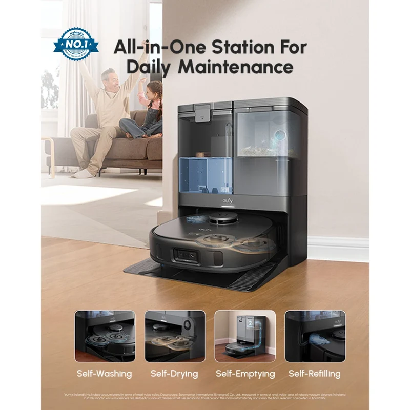 Eufy X10 Pro Omni Robot Vacuum und Mop mit All-in-One Station - Schwarz | T2351V11