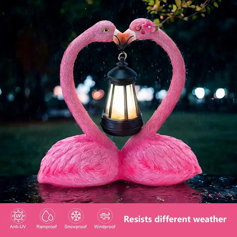 Solar Flamingo Gartenfiguren Herzförmig Flamingo Deko