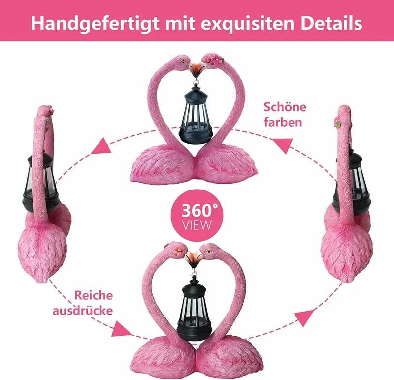 Solar Flamingo Gartenfiguren Herzförmig Flamingo Deko