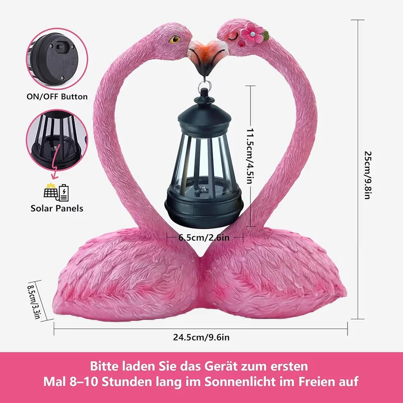 Solar Flamingo Gartenfiguren Herzförmig Flamingo Deko