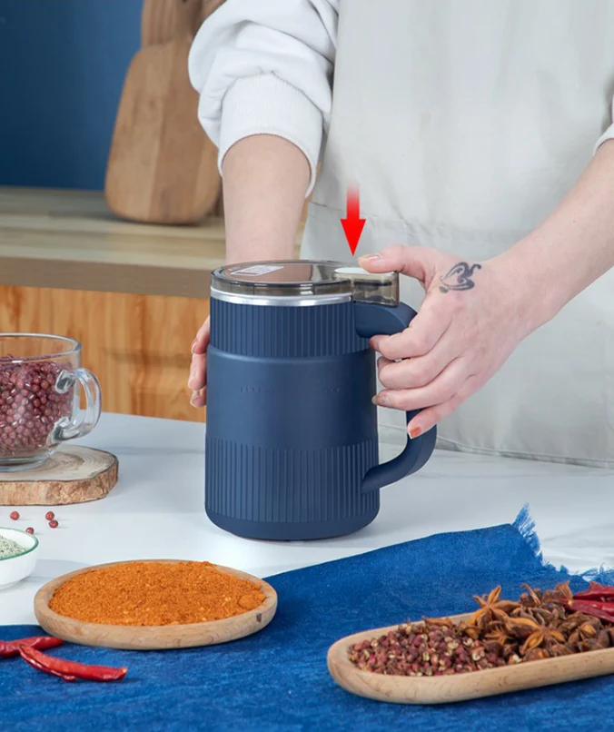 Elektrische Getreidemühle – Mühle für Körner, Samen, Gewürze & Kaffee (Blau / Weiß)