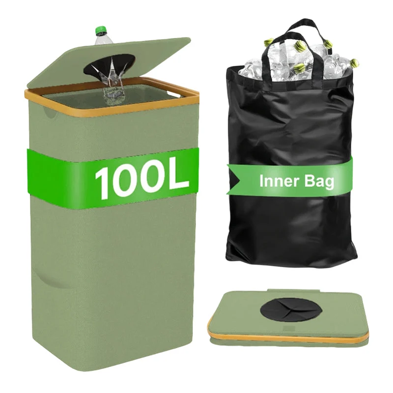 Foldable Recycling Bin with Lid for Kitchen & Home