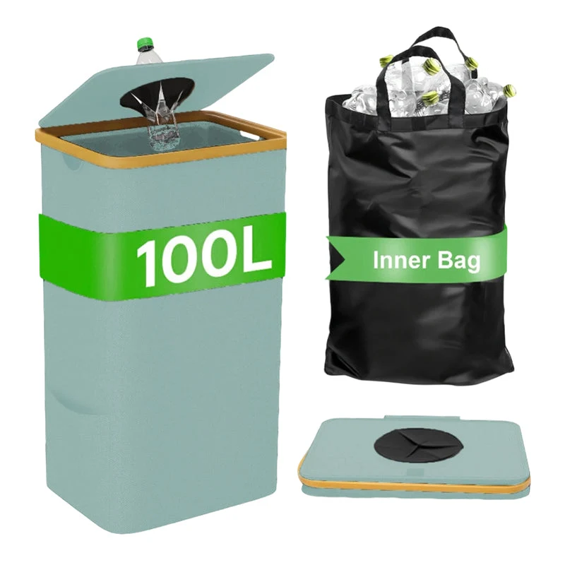 Foldable Recycling Bin with Lid for Kitchen & Home
