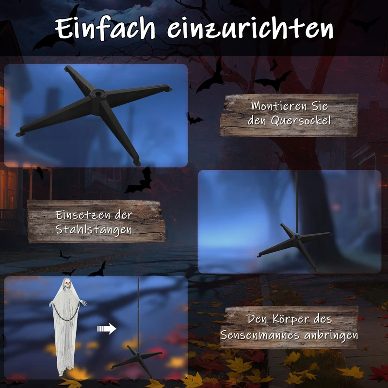 Halloween Deko Sensenmann 183cm Animiert Sprechend Leuchtende Augen Sound