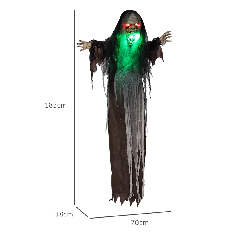 Halloween Monster Dekoration 183cm Soundeffekte Leuchtaugen Animiert