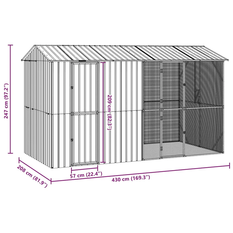XXL Voliere Vogelkäfig 442x247cm Outdoor Vogelhaus Haustiere Garten