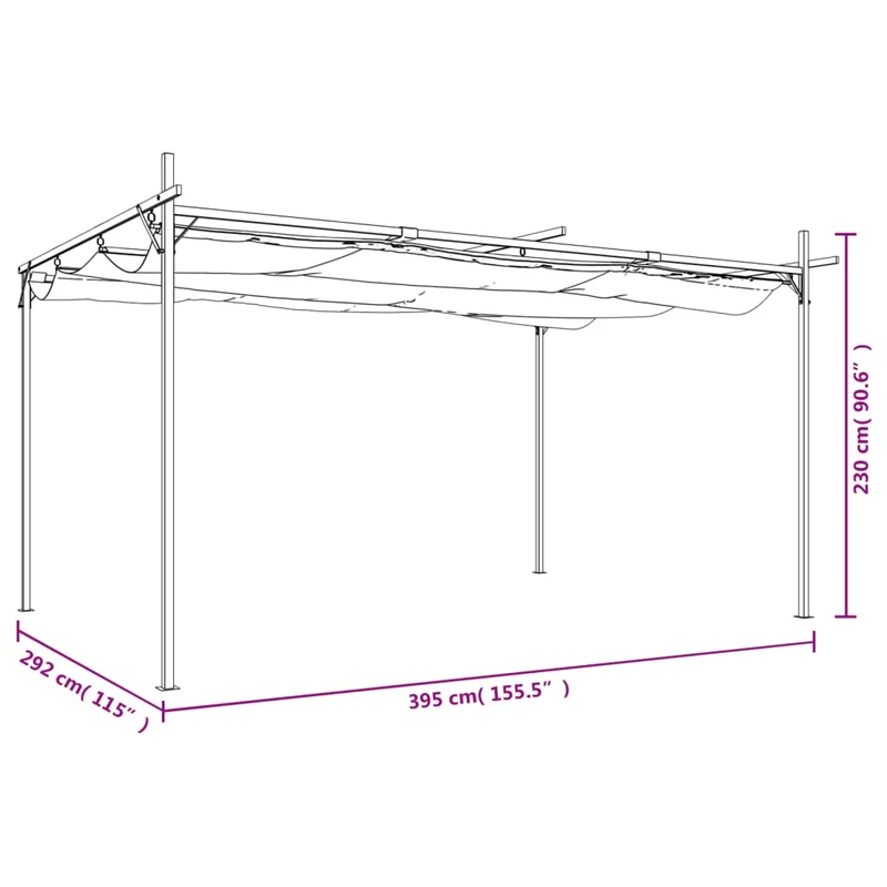 Pergola Schiebedach Pavillon 395x292x230cm Dach Gartenpavillon