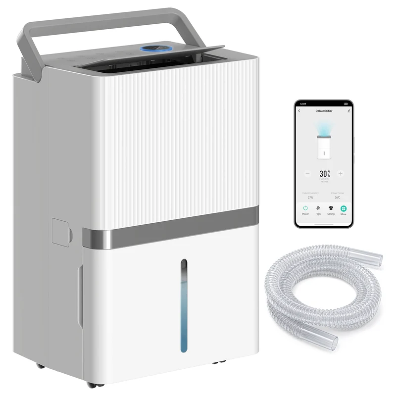 100 Pint Smart Dehumidifier for Basements, 5,200 sq ft, WiFi App & Voice Control