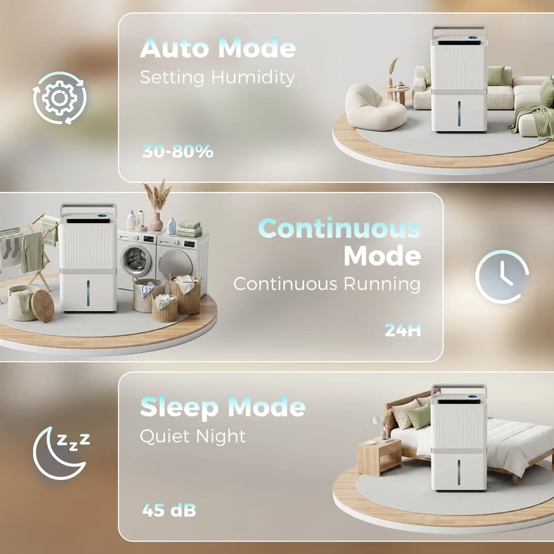 100 Pint Smart Dehumidifier for Basements, 5,200 sq ft, WiFi App & Voice Control