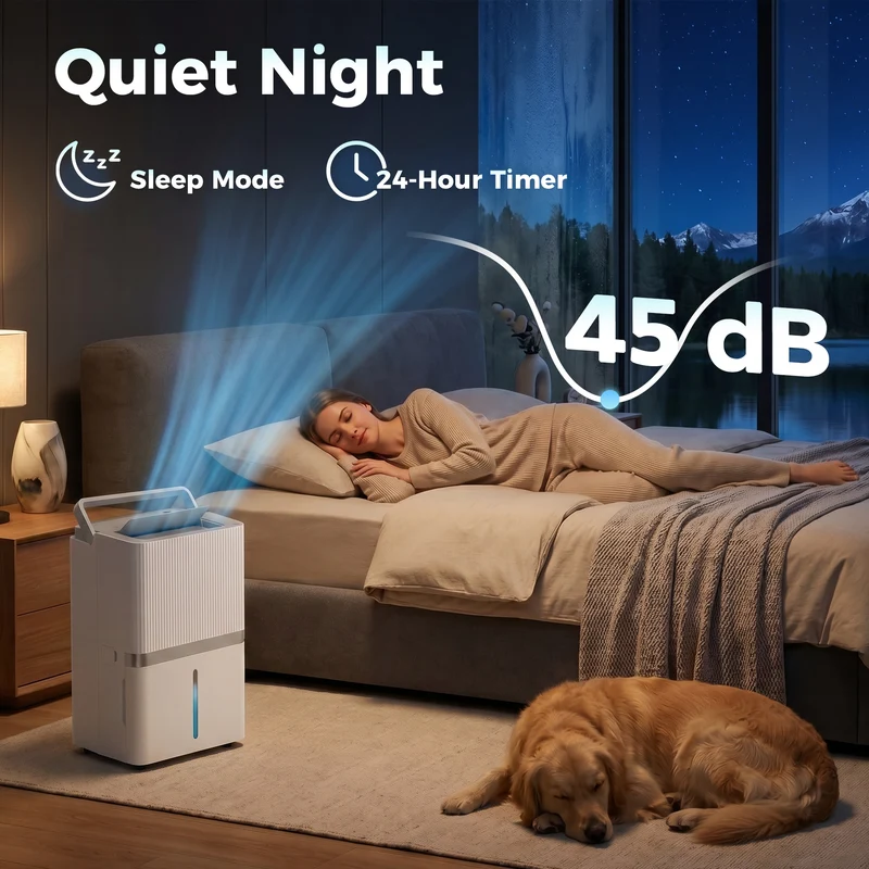 100 Pint Smart Dehumidifier for Basements, 5,200 sq ft, WiFi App & Voice Control