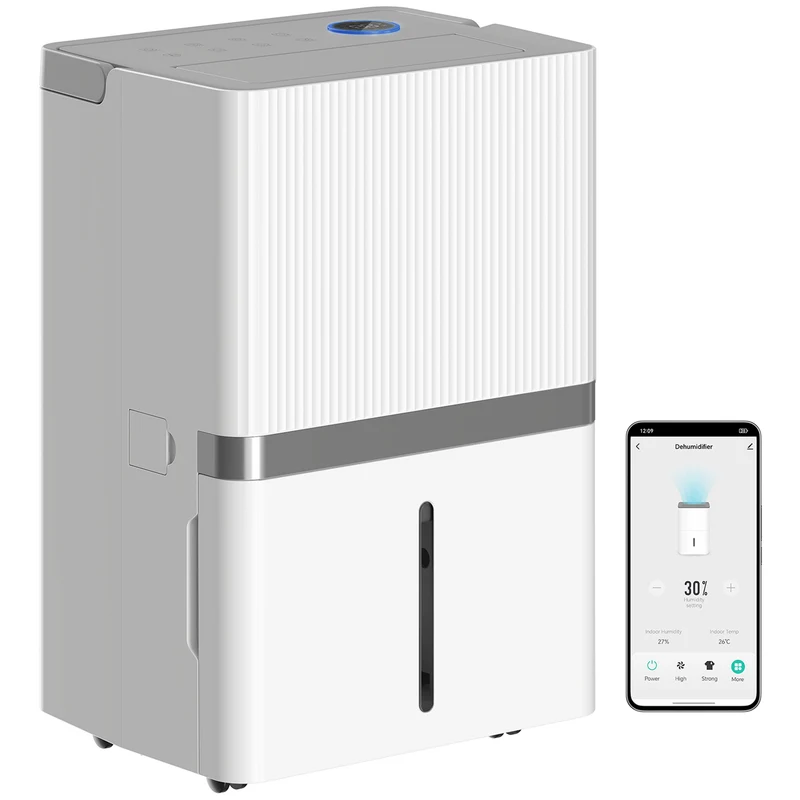 100 Pint Smart Dehumidifier for Basements, 5,200 sq ft, WiFi App & Voice Control