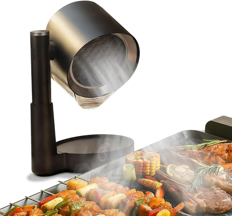 Dunstabzugshaube 3-Stufen-Abluftsystem, Küchenhaube, tragbar, Outdoor, Schwarz, abnehmbarem Aluminium-Fettfilter, Kompakte Küchenlüftung für BBQ
