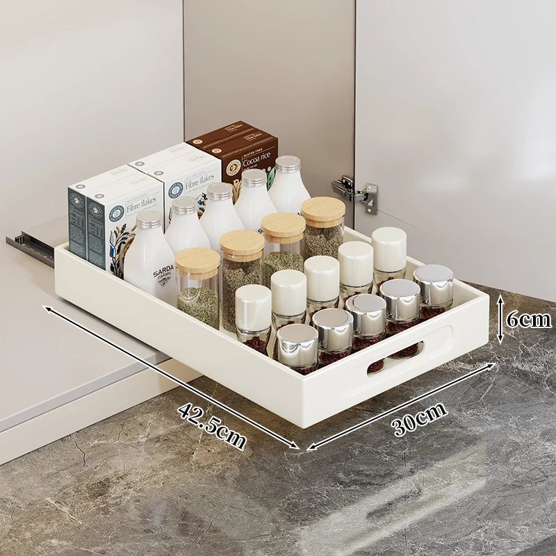 Ausziehbarer Schrank-Schubladenorganizer mit Ausschnittgriff und flachem Design