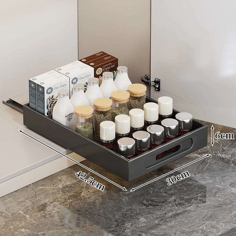Ausziehbarer Schrank-Schubladenorganizer mit Ausschnittgriff und flachem Design