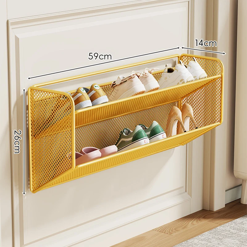 Wandmontierter Slim Drop-Down Mesh Schuhregalständer