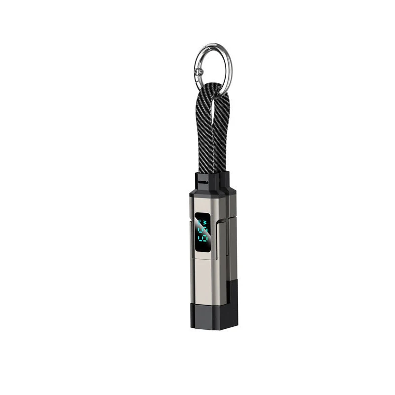 🔌 4-in-1 Ladekabel mit Digitalanzeige & Schlüsselanhänger – schnellladend, knickfest & kompakt