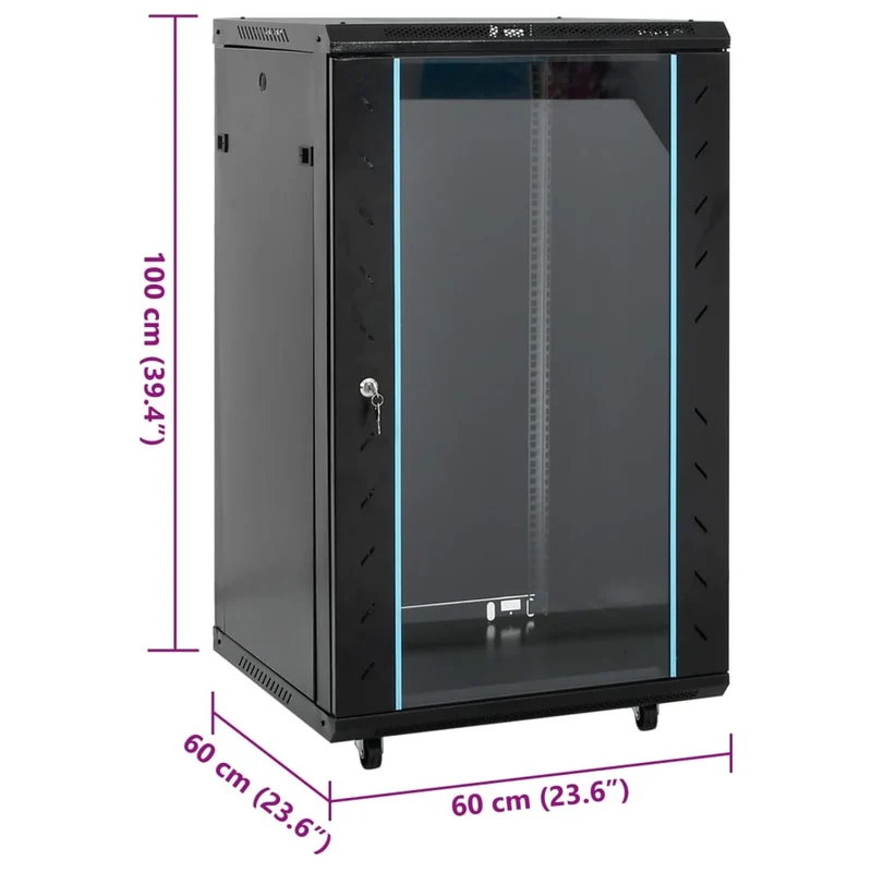 Netzwerkschrank 18U Serverschrank 19 Zoll Rollen abschließbar 60x60x100