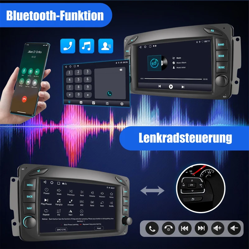 Autoradio 7 Zoll Android 15 Carplay GPS Bluetooth 2DIN Navigation Radio